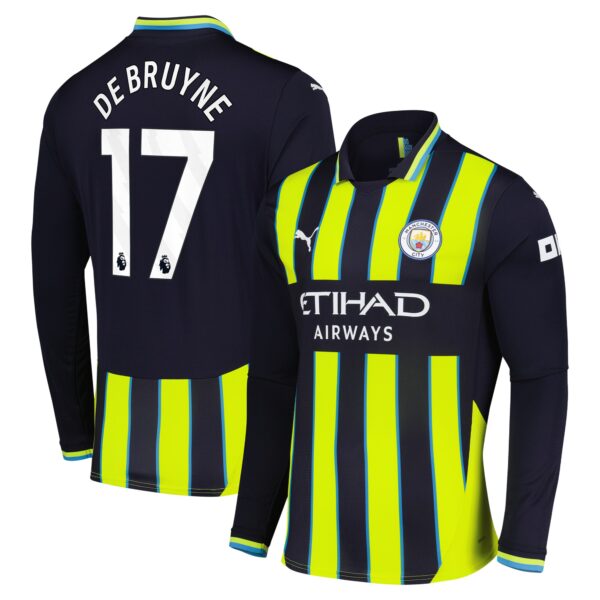 Manchester City Away Shirt 2024-25 - Long Sleeve with De Bruyne 17 printing