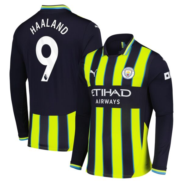 Manchester City Away Shirt 2024-25 - Long Sleeve with Haaland 9 printing