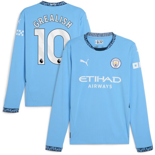 Manchester City Home Shirt 2024-25 - Long Sleeve with Grealish 10 printing